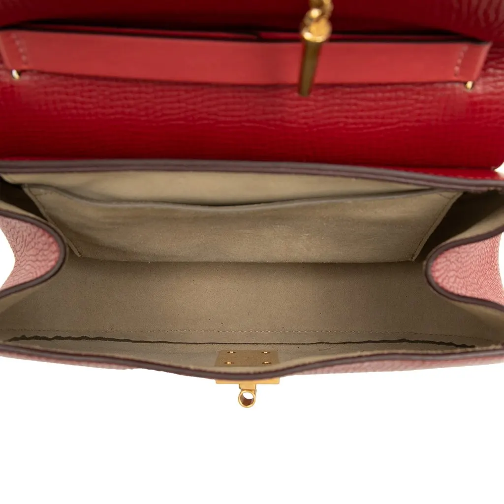 Chloé Small Bicolor Smooth and Grained Calfskin Drew Crossbody Red Leather Very good - Model View