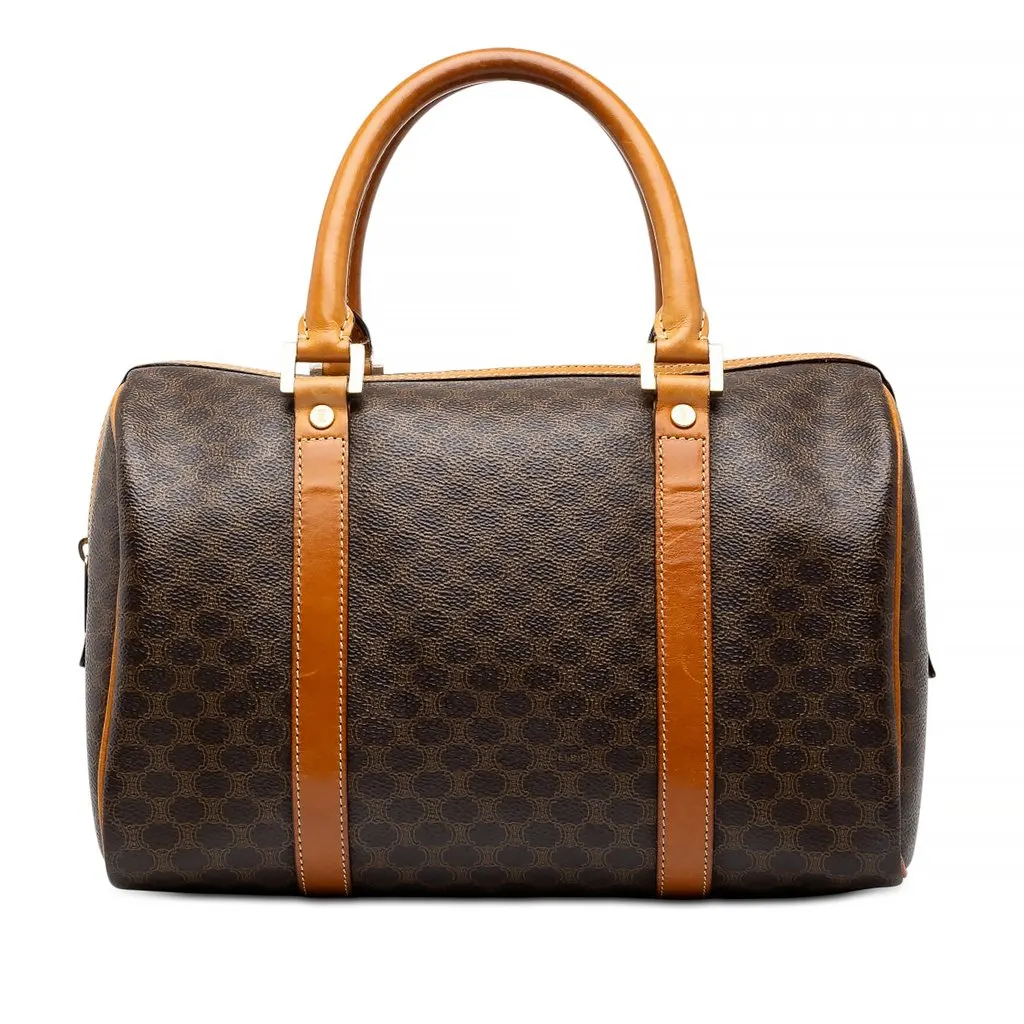 Celine Macadam Coated Canvas Boston Bag Brown Canvas Good - Front View