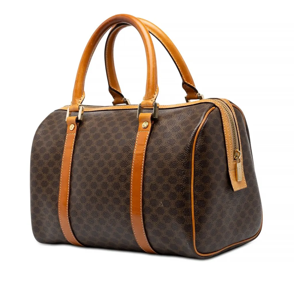 Celine Macadam Coated Canvas Boston Bag Brown Canvas Good - Back View