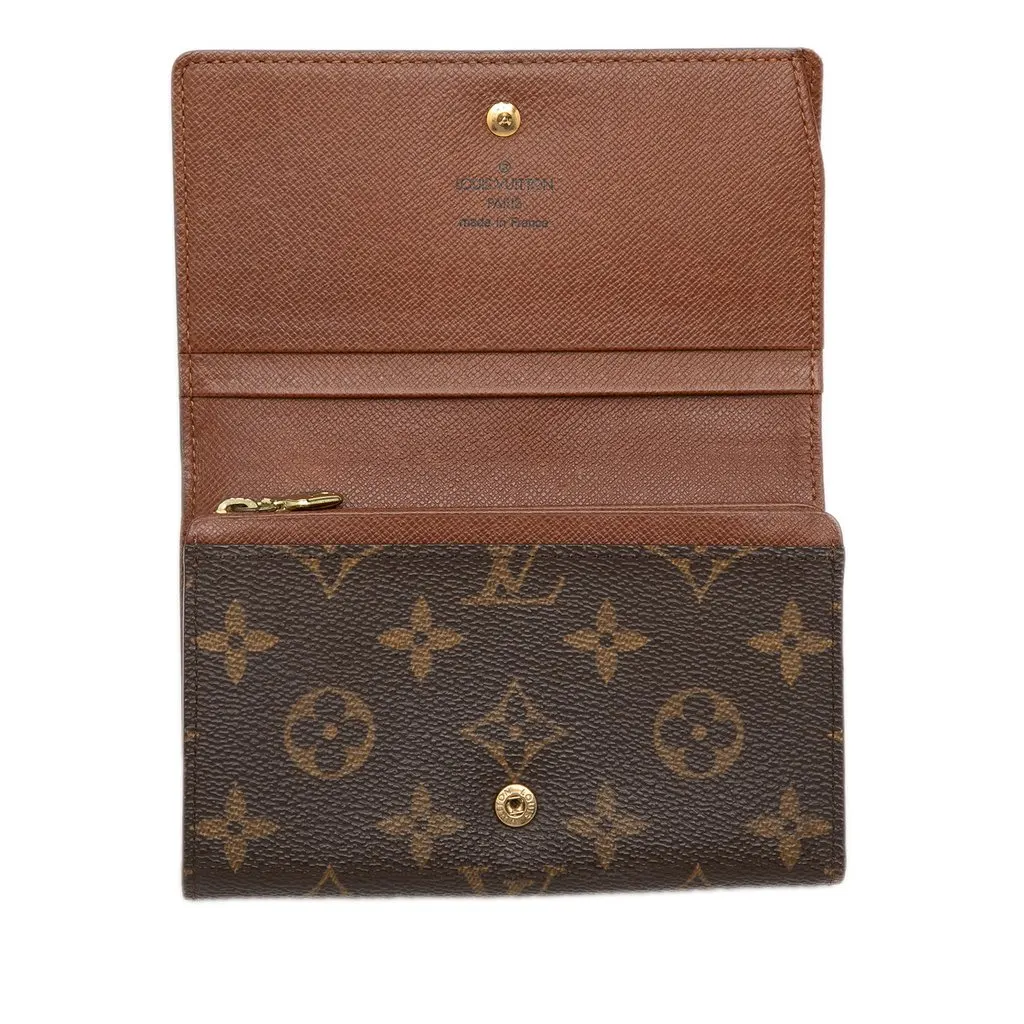 Louis Vuitton Monogram Porte Monnaie Billets Tresor Wallet Brown Very good - Model View