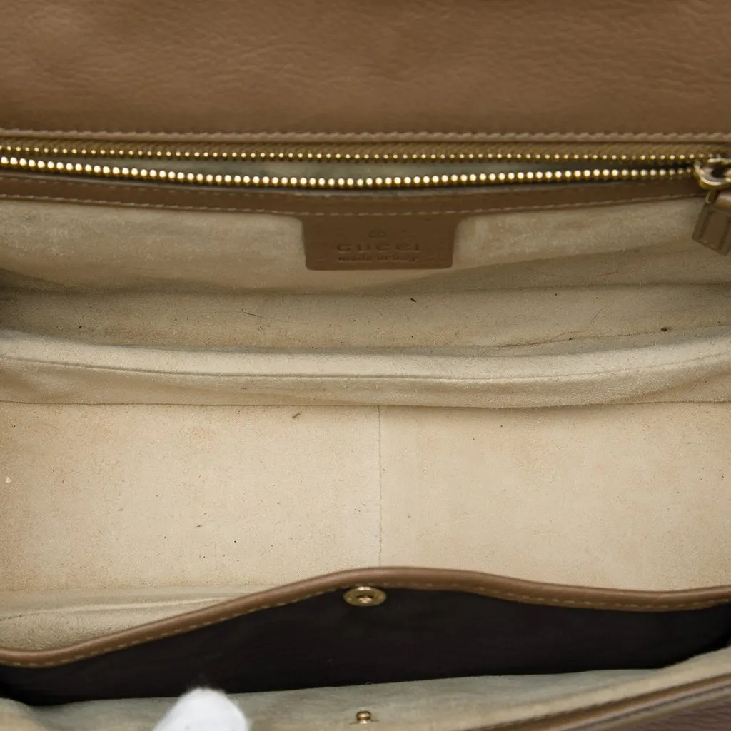 Gucci Medium Calfskin New Bamboo Satchel Brown Leather Good - Model View