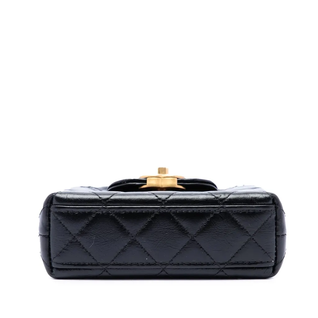 Chanel Nano Aged Calfskin Kelly Shopper Bag Black Leather Very good - Inside View