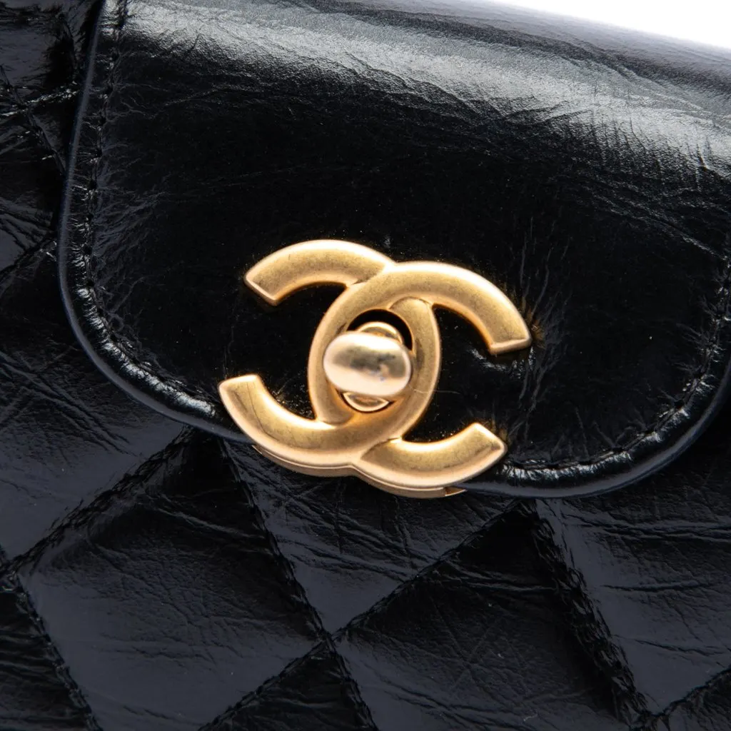 Chanel Nano Aged Calfskin Kelly Shopper Bag Black Leather Very good - Box View