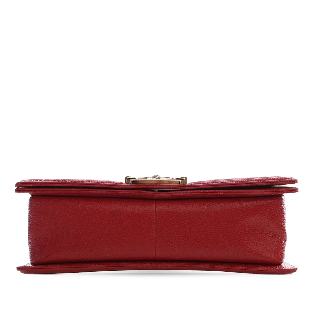 Chanel Old Medium Quilted Caviar Boy Flap Red Leather Very good - Inside View