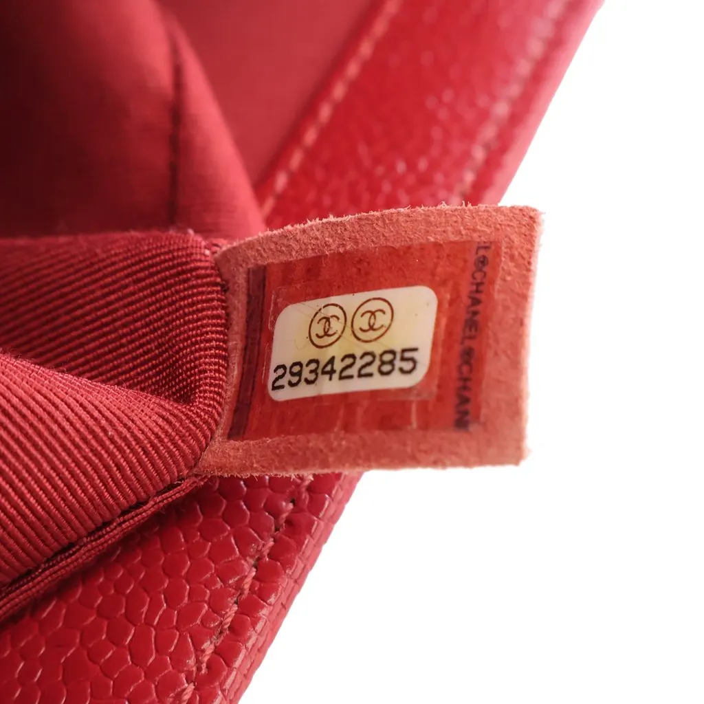 Chanel Old Medium Quilted Caviar Boy Flap Red Leather Very good - Box View