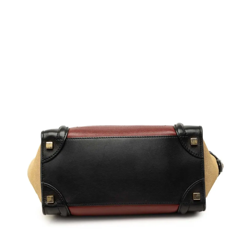 Celine Micro Tricolor Calfskin and Suede Luggage Tote Red Leather Good - Inside View