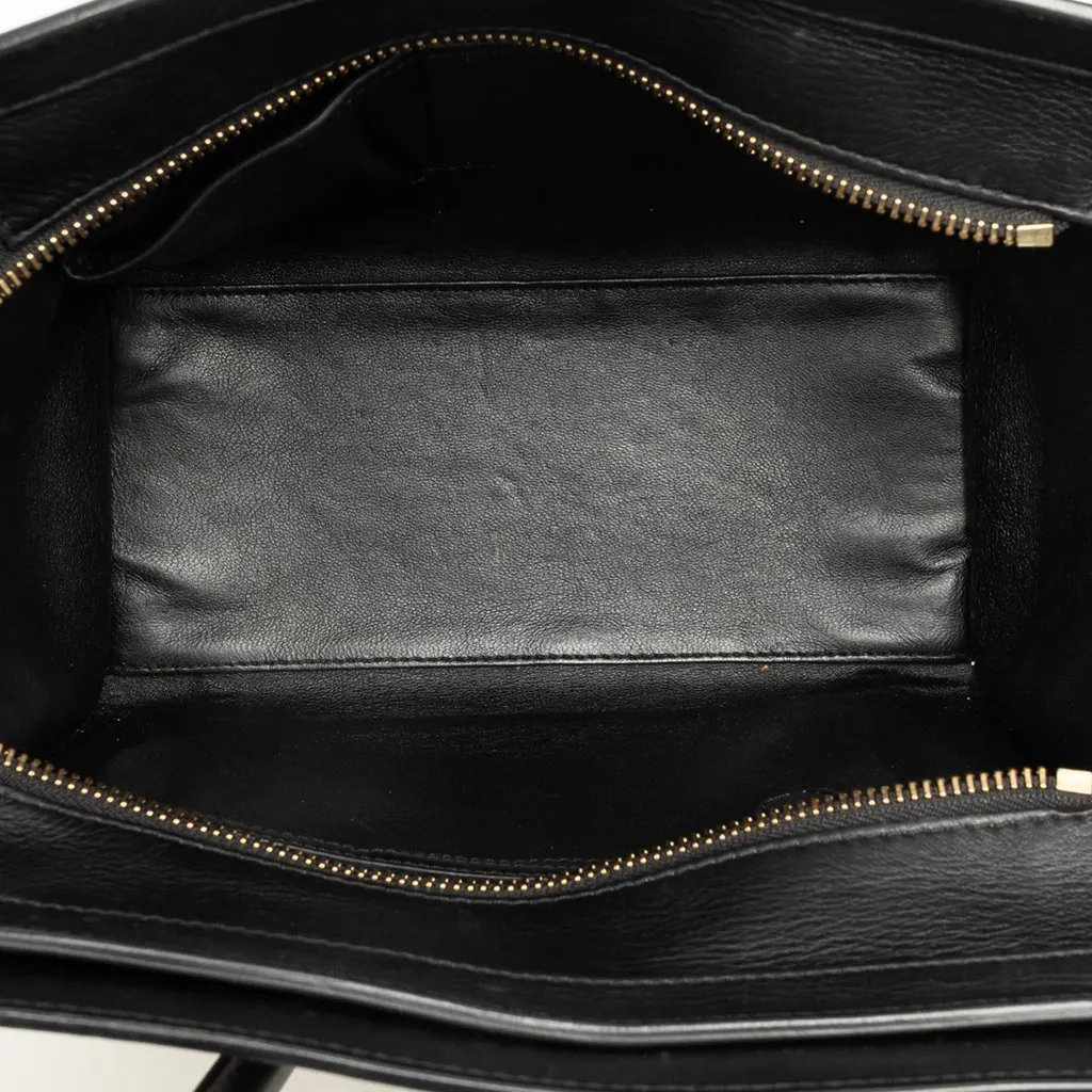 Celine Micro Tricolor Calfskin and Suede Luggage Tote Red Leather Good - Model View