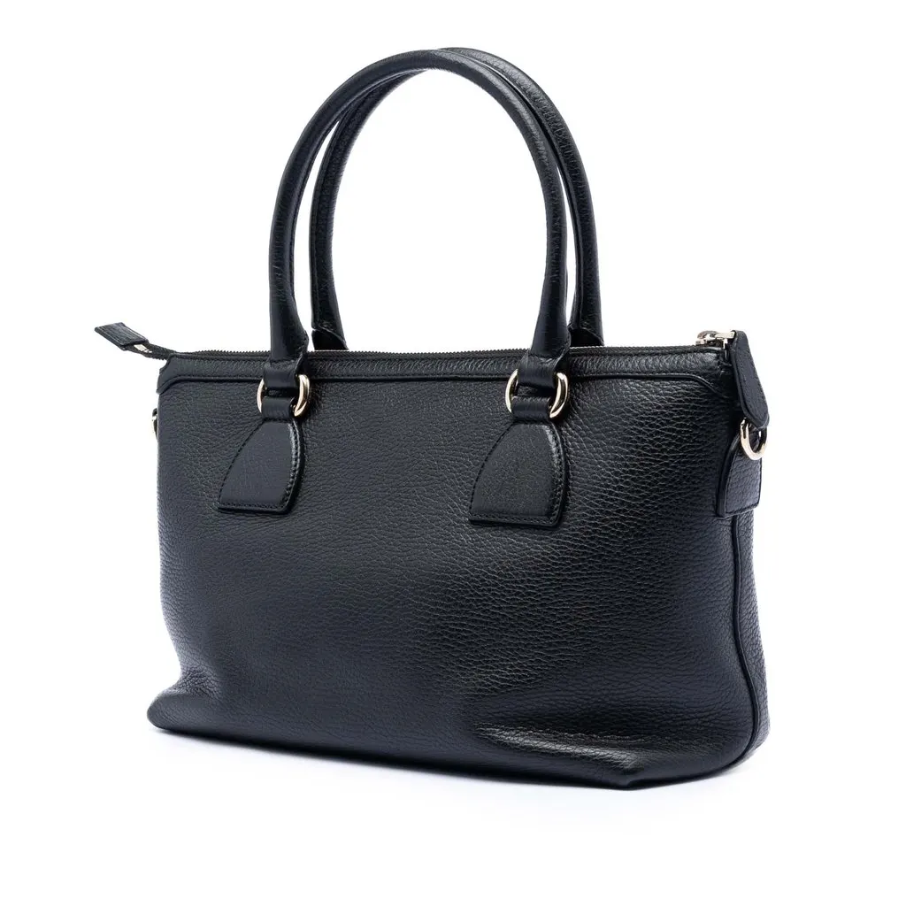 Gucci Dollar Calfskin GG Charm Satchel Black Leather Very good - Back View