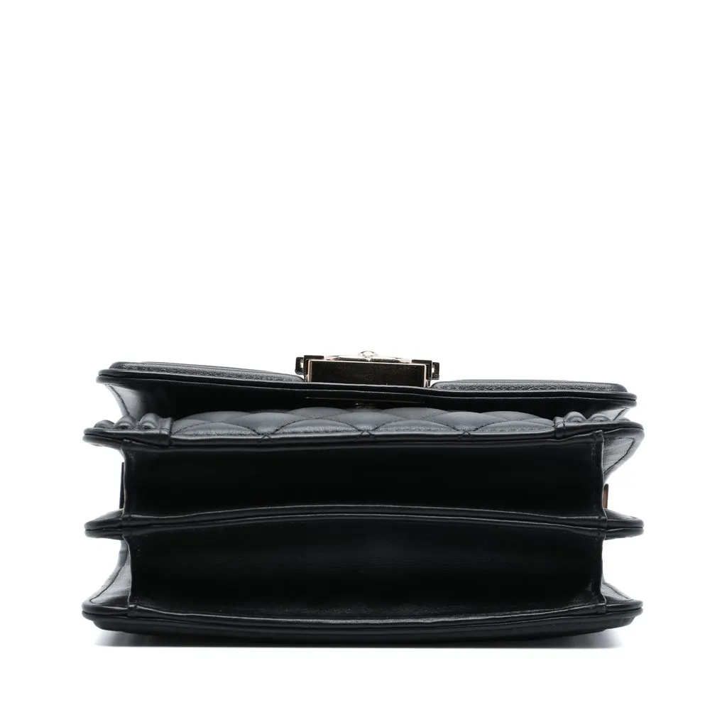 Chanel Quilted Lambskin North South Boy Flap Black Leather Very good - Inside View