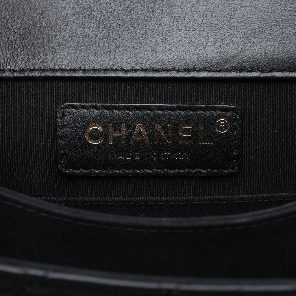 Chanel Quilted Lambskin North South Boy Flap Black Leather Very good - Box View