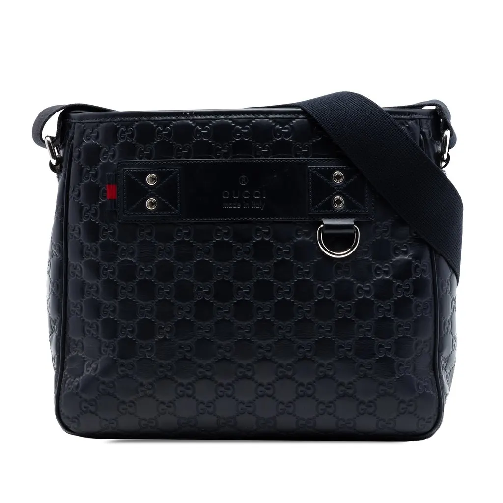 Gucci Guccissima Web Crossbody Black Leather Very good - Front View
