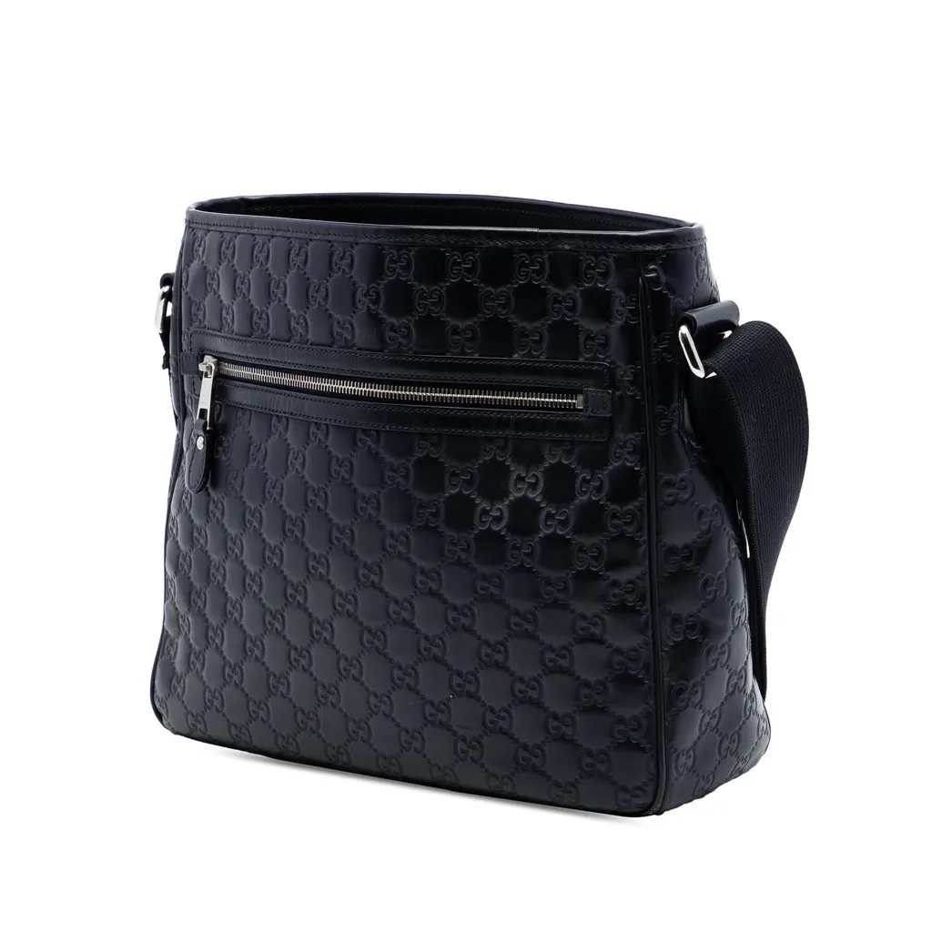 Gucci Guccissima Web Crossbody Black Leather Very good - Back View