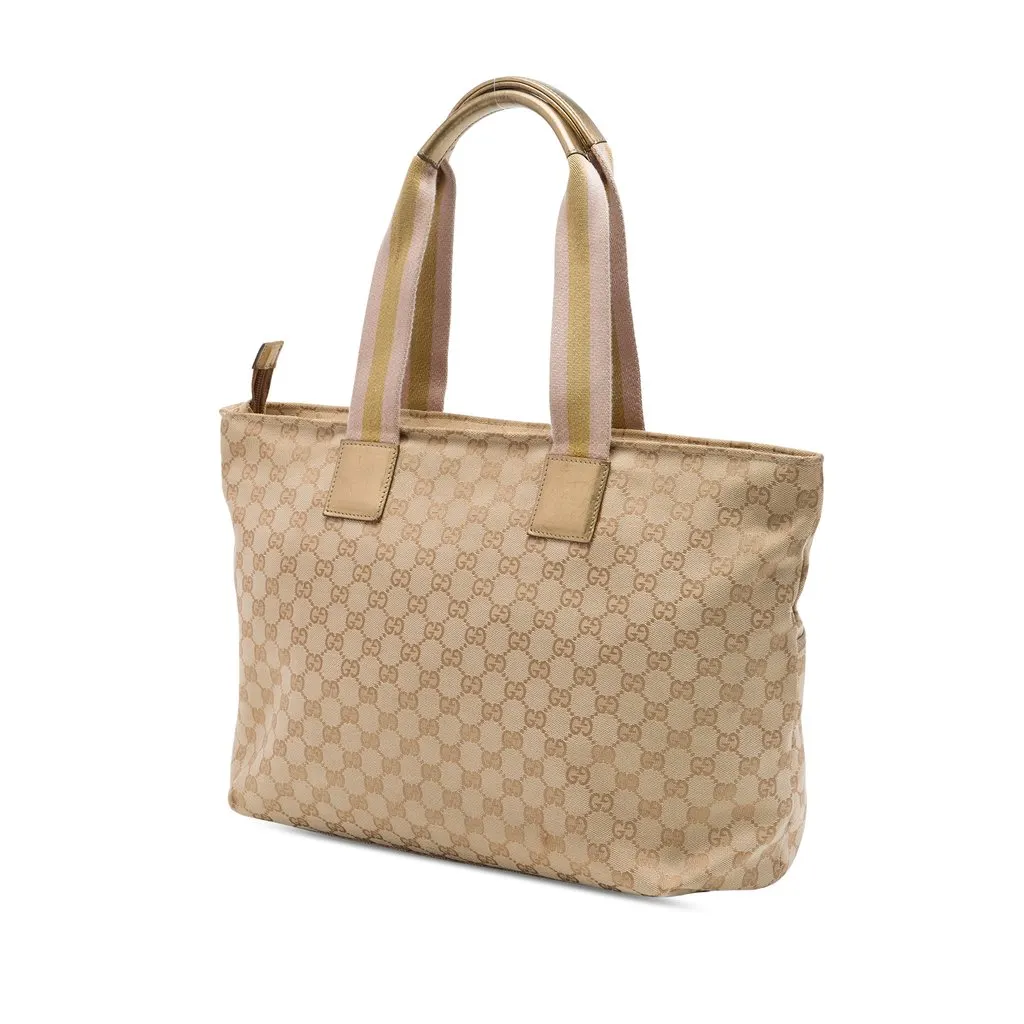 Gucci GG Canvas Web Tote Beige Very good - Back View