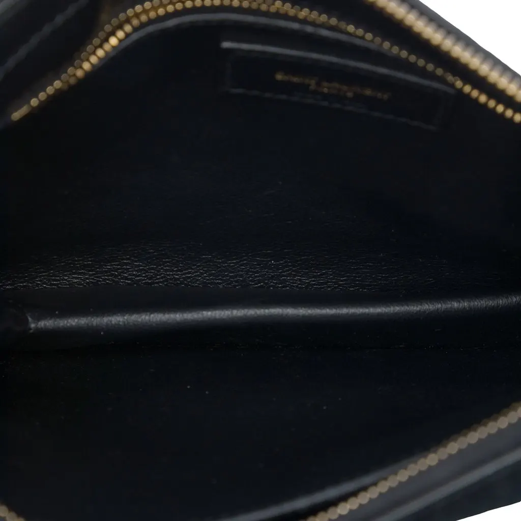 Saint Laurent Suede Allover Monogram Crossbody Black Suede Very good - Model View