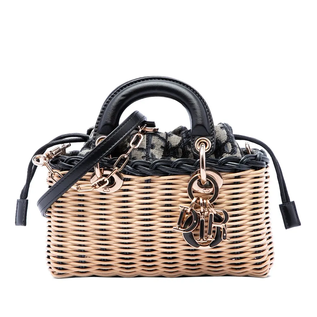 Dior Micro Wicker Oblique Lady D Joy Beige Rattan Very good - Front View