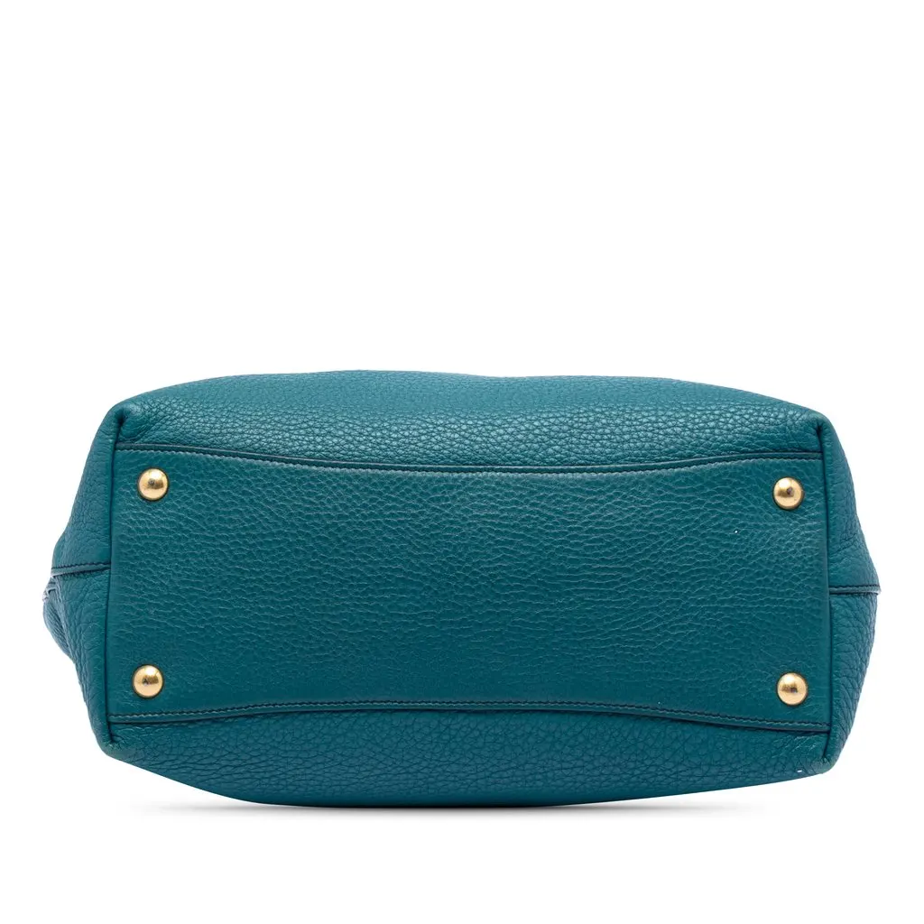 Miu Miu Large Vitello Daino Convertible Shopper Tote Blue Leather Very good - Inside View