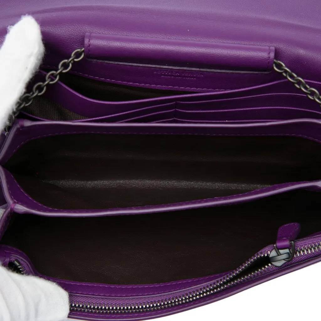 Bottega Veneta Nappa Intrecciato Continental Wallet on Chain Purple Leather Good - Model View
