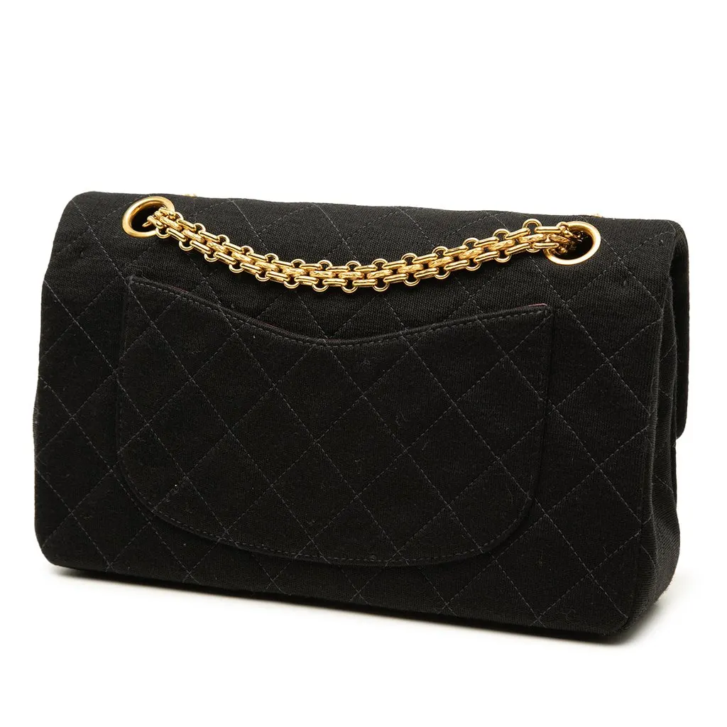 Chanel Small Classic Jersey Double Flap Black Very good - Back View
