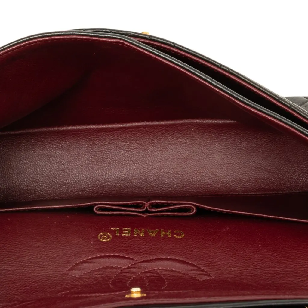 Chanel Small Classic Lambskin Double Flap Black Leather Good - Model View