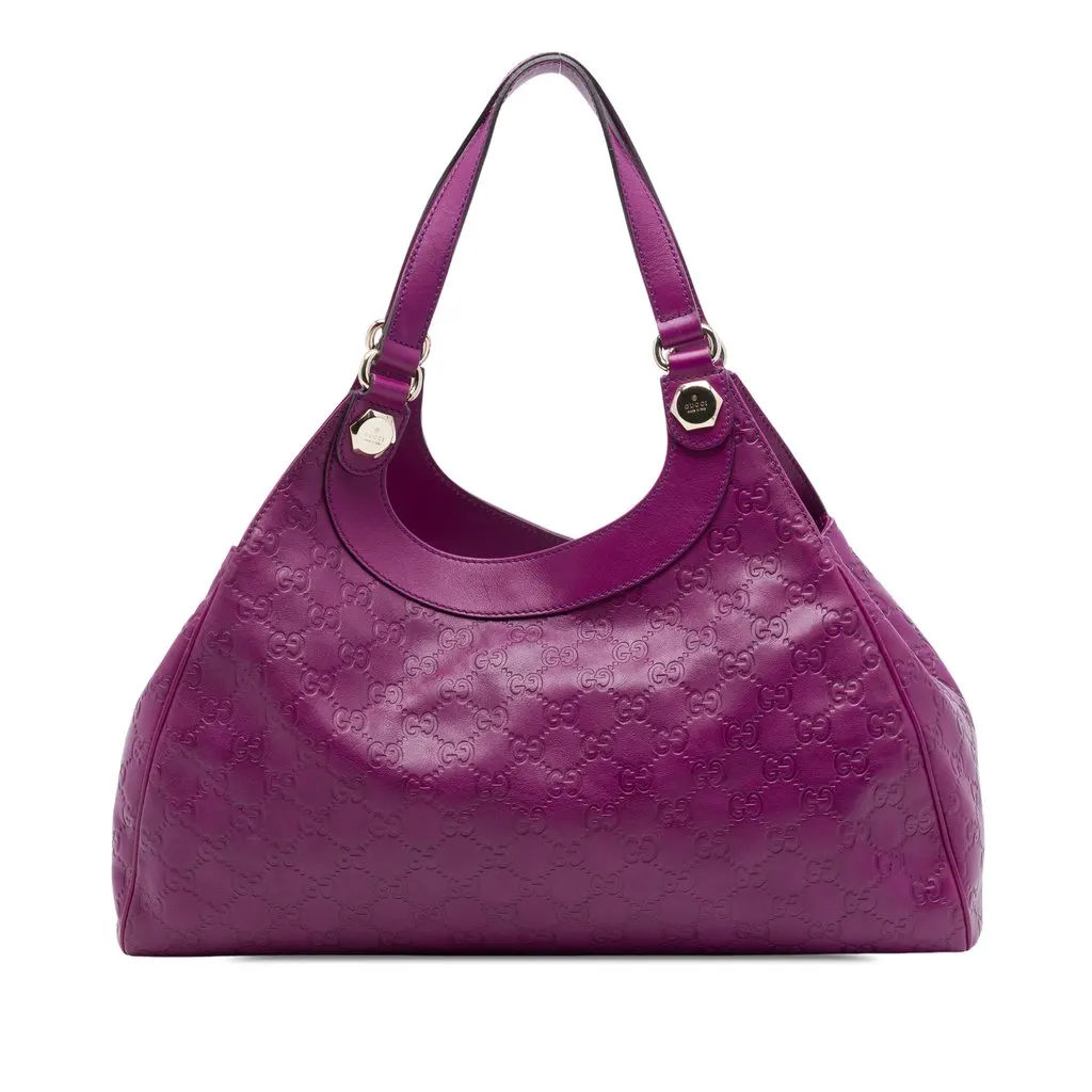 Gucci Guccissima Charmy Shoulder Bag Purple Leather Very good - Front View