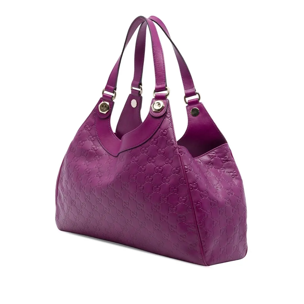 Gucci Guccissima Charmy Shoulder Bag Purple Leather Very good - Back View