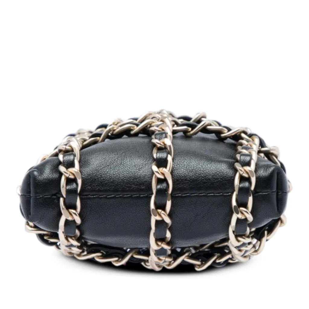 Chanel Lambskin Tech Me Out Clutch With Chain Black Leather Very good - Inside View