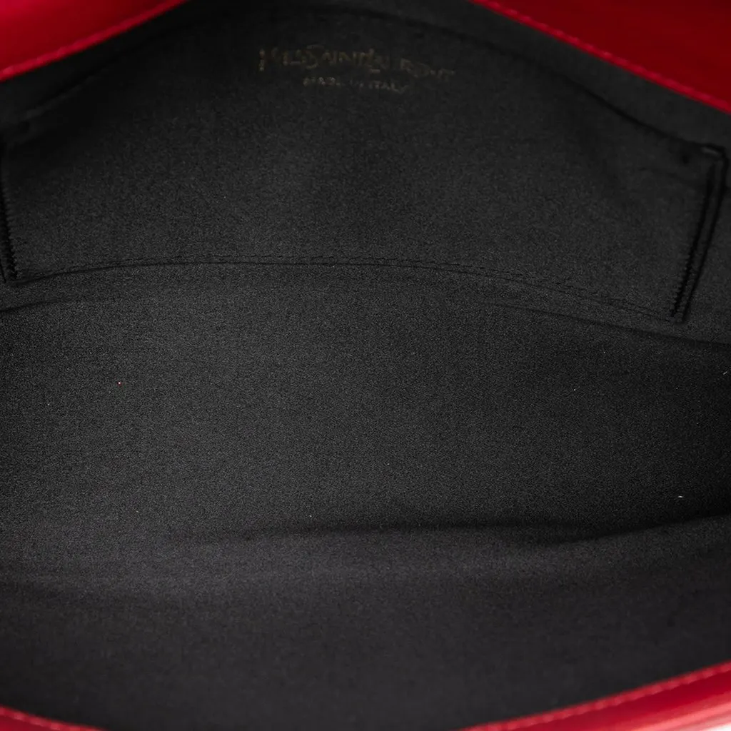 Saint Laurent Large Leather Belle de Jour Clutch Red Leather Very good - Model View