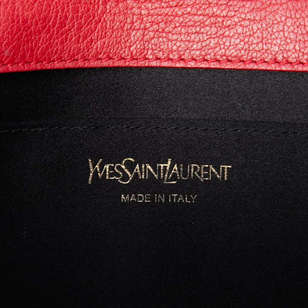 Saint Laurent Large Leather Belle de Jour Clutch Red Leather Very good - Box View