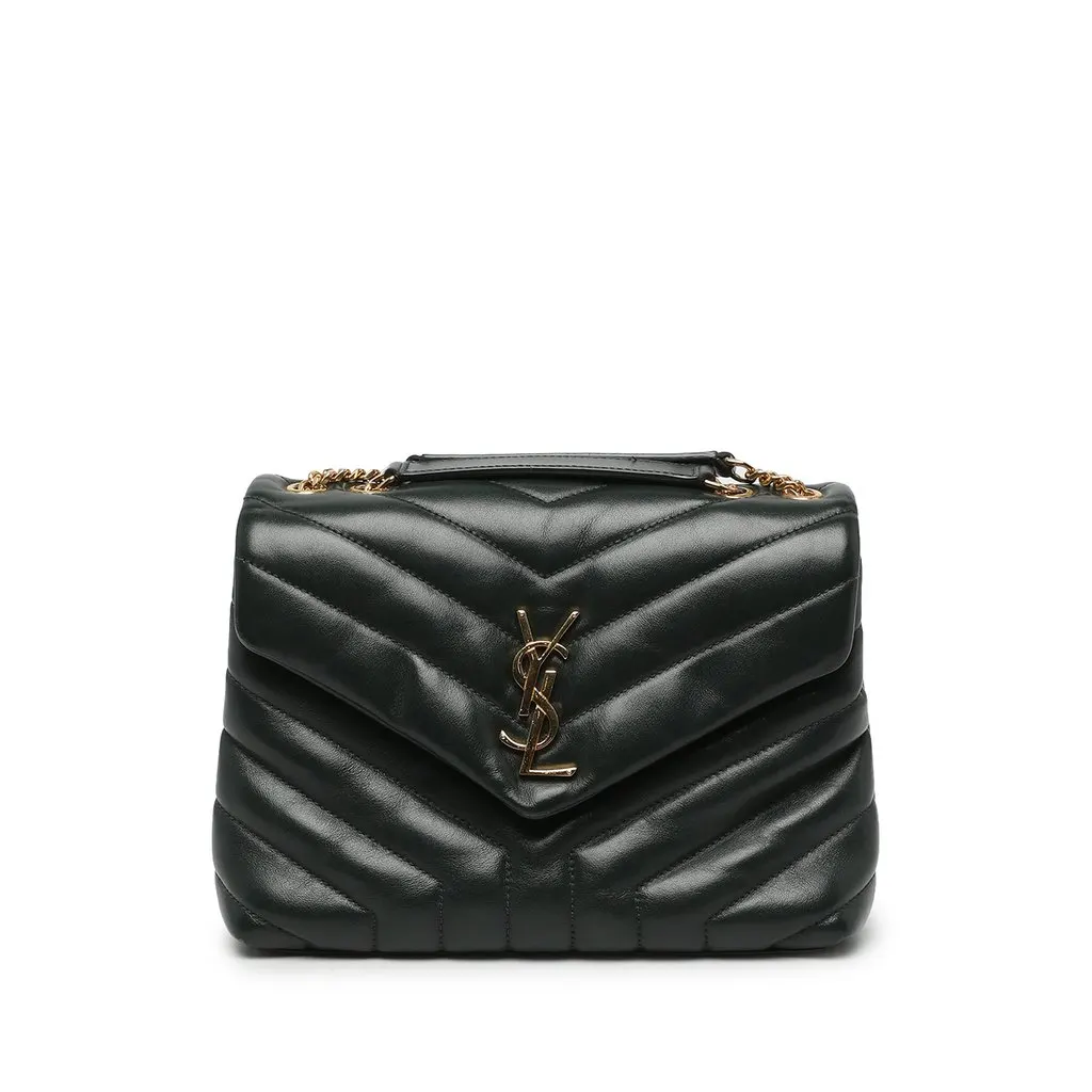 Saint Laurent Small Matelasse Calfskin Monogram LouLou Shoulder Bag Black Leather Very good - Front View