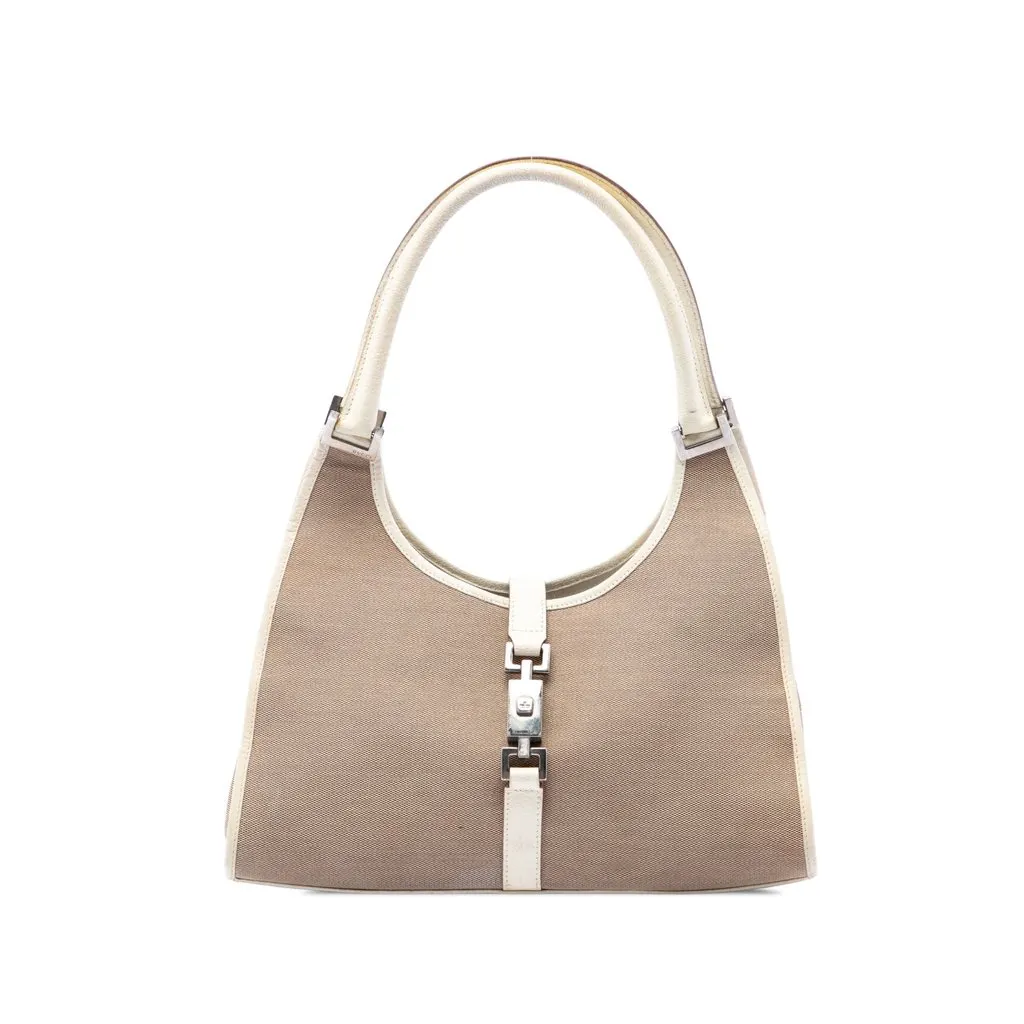 Gucci Canvas Jackie Bardot Shoulder Bag Brown Canvas Very good - Front View