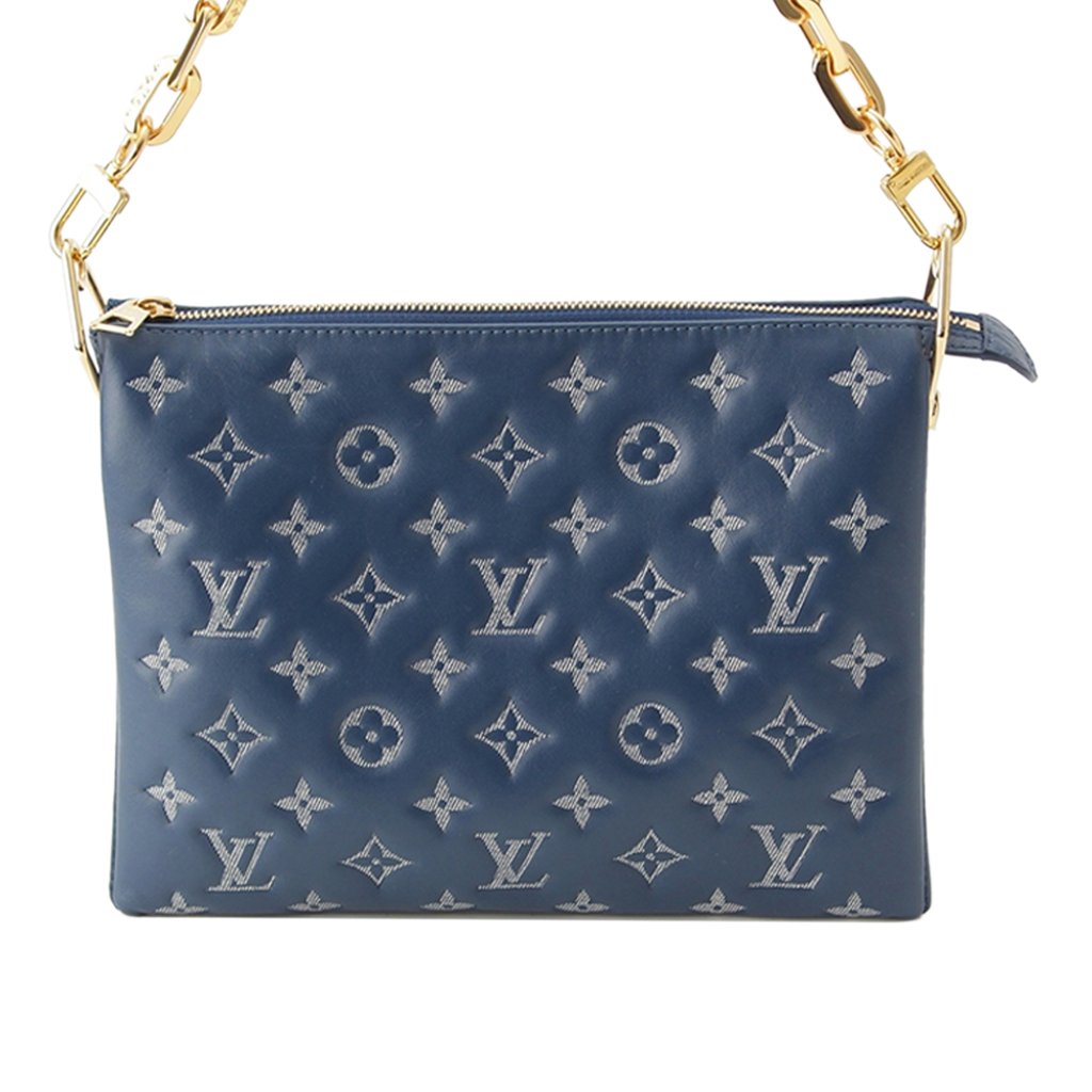Louis Vuitton Monogram Embossed Denim Lambskin Coussin PM Bl