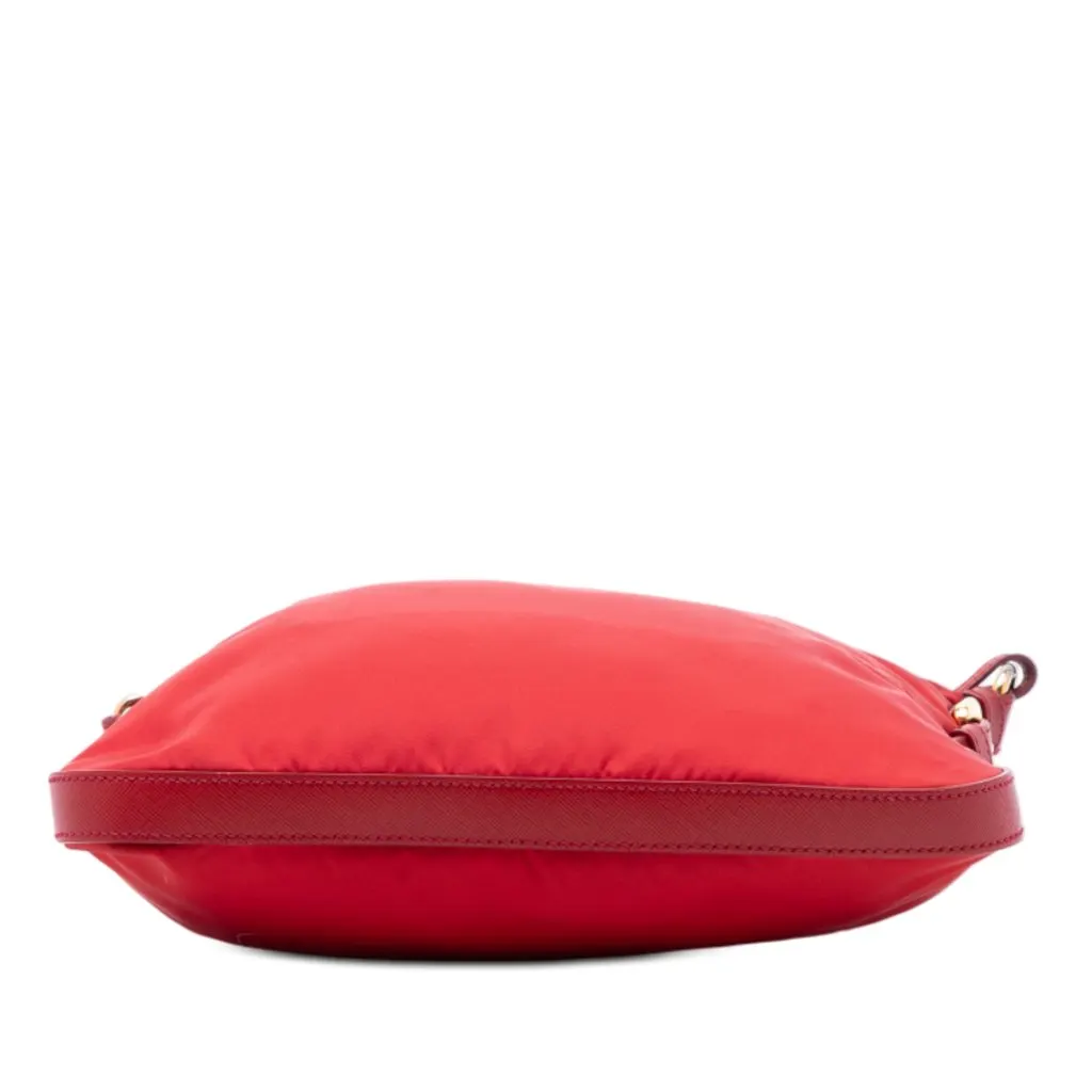 Prada Saffiano Trimmed Tessuto Zip Top Crossbody Red Polyamide Very good - Inside View