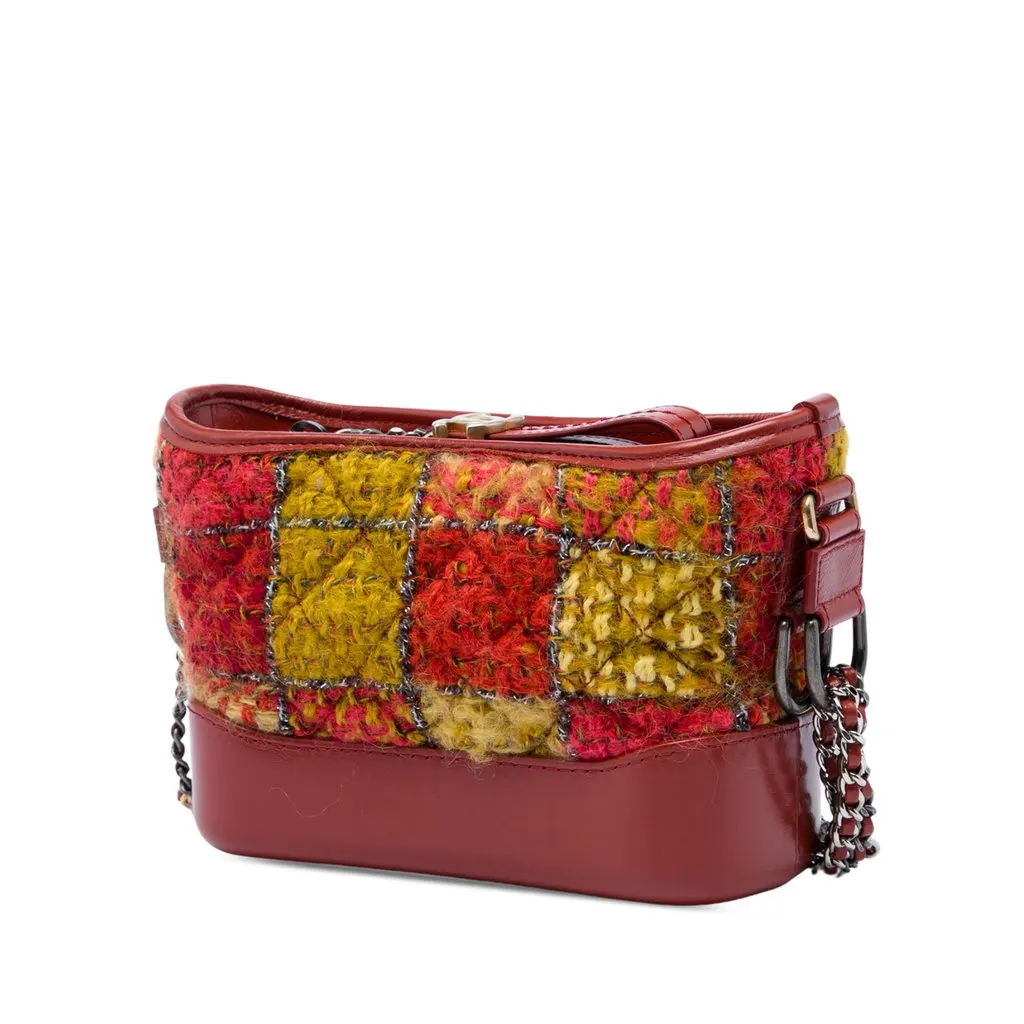Chanel Small Tweed and Lambskin Gabrielle Crossbody Red Tweed Very good - Back View