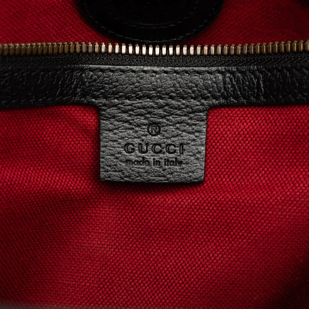 Gucci Grained Calfskin Web Vertical Tote Black Leather Good - Box View