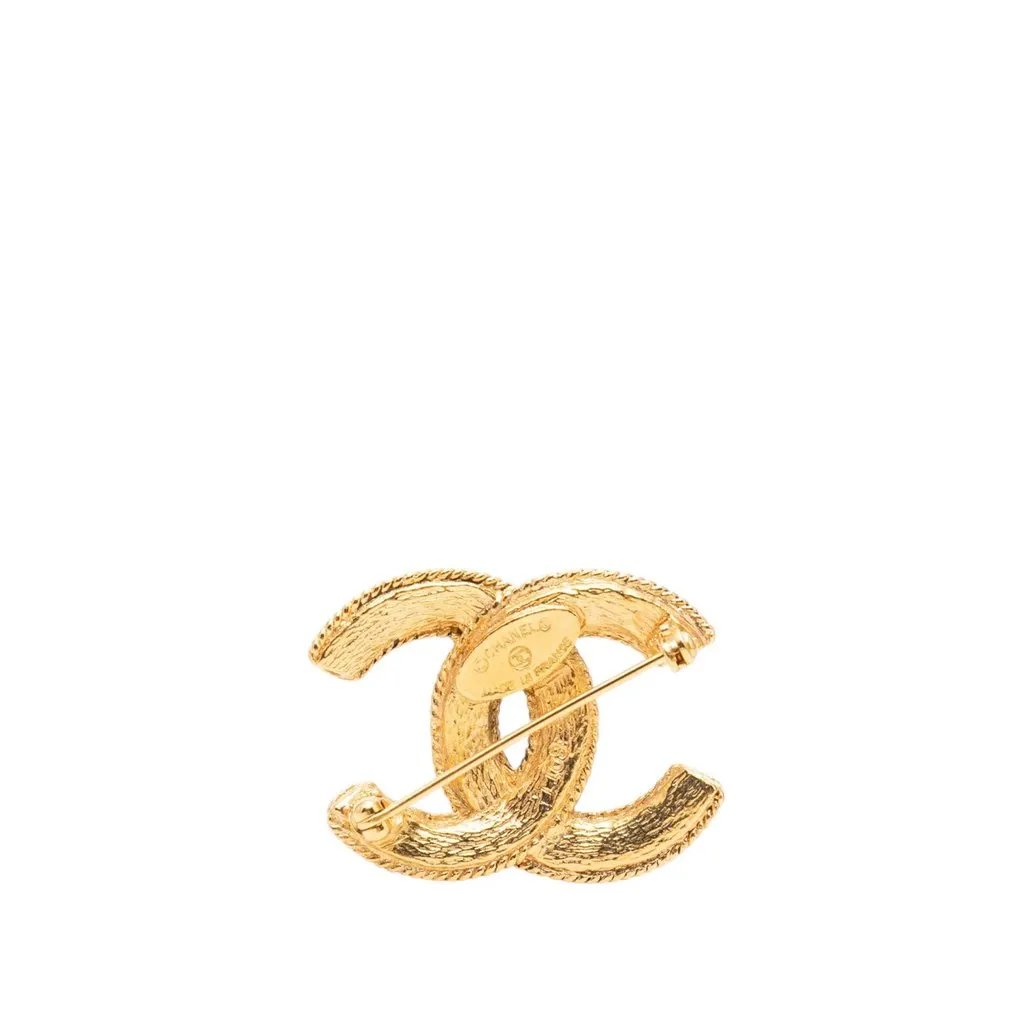 Chanel CC Gold Plated Filigree Brooch Gold Metal Very good - Back View