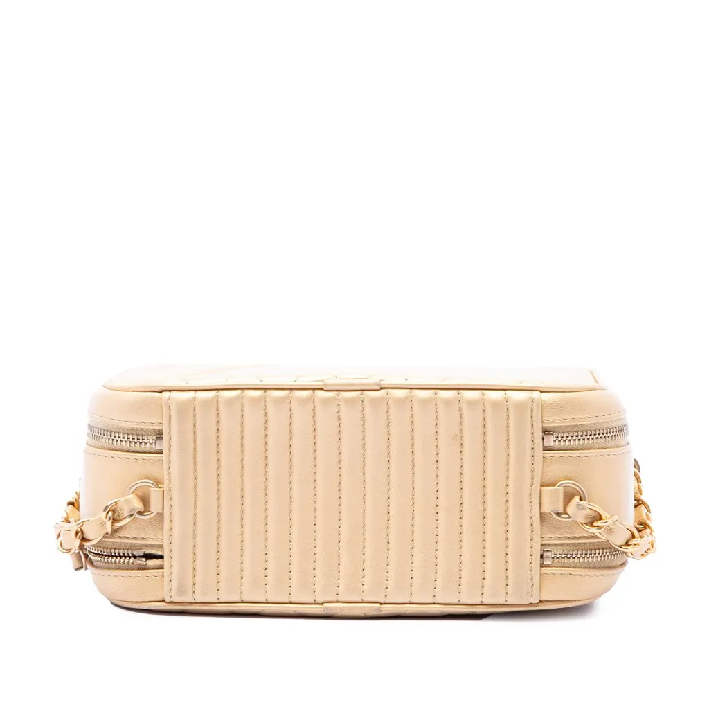 Chanel Small Quilted Lambskin Coco Boy Camera Bag Gold Leather Very good - Inside View