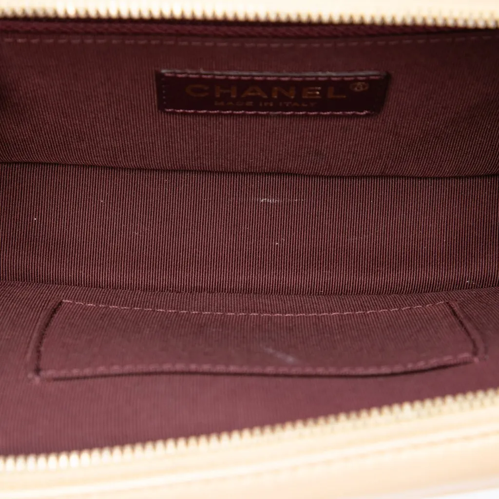 Chanel Small Quilted Lambskin Coco Boy Camera Bag Gold Leather Very good - Model View