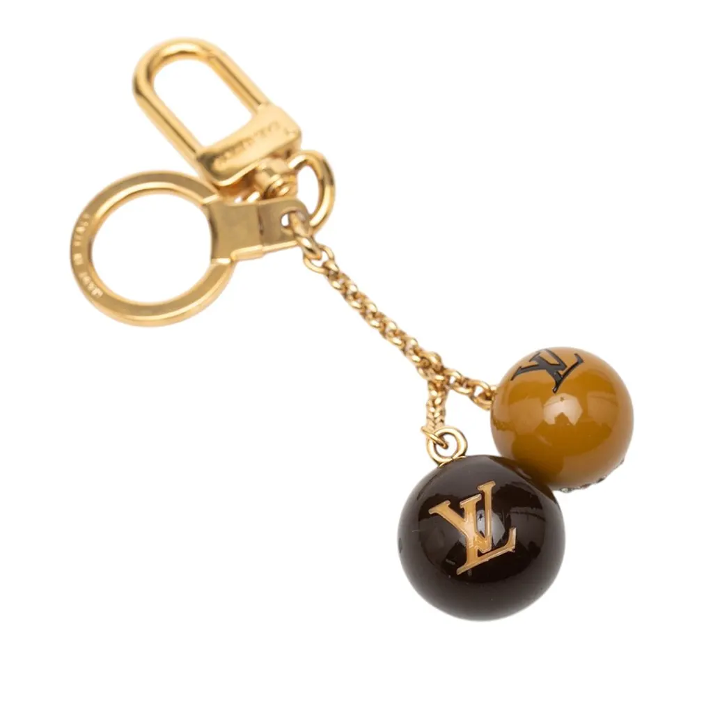 Louis Vuitton Gold Plated Strass and Resin Jack and Lucie Key Holder and Bag Charm Gold Metal Very good - Back View