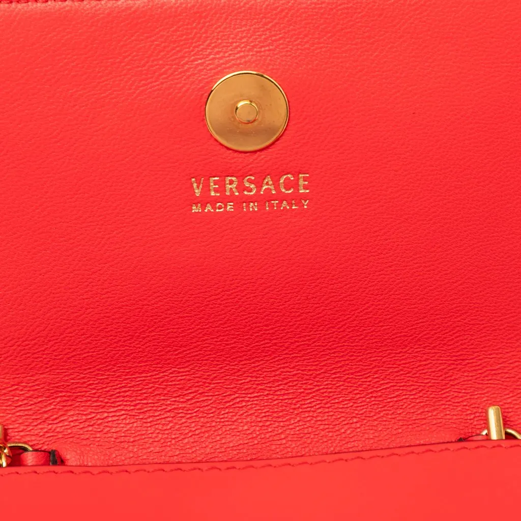 Versace Mini Leather Virtus V Chain Crossbody Red Leather Very good - Box View