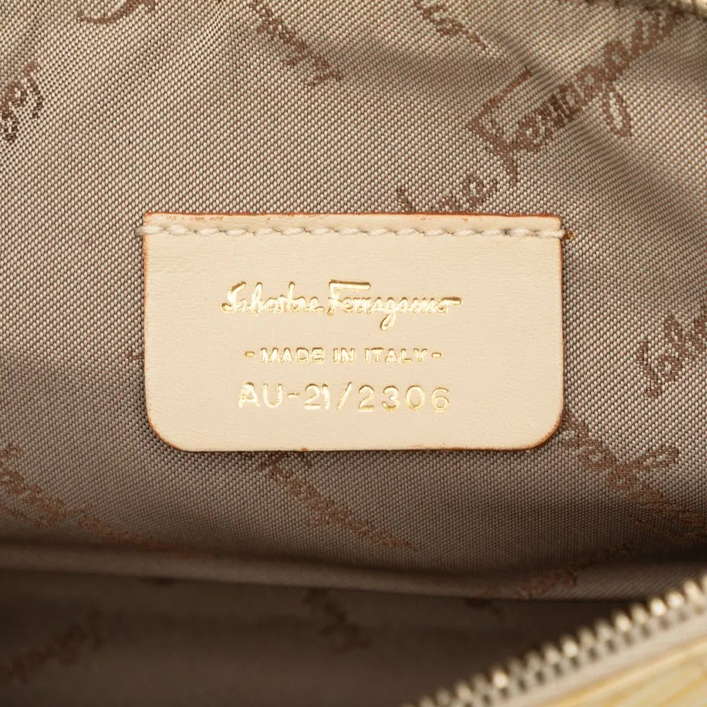 Salvatore Ferragamo Canvas Leopard Print Shoulder Bag Yellow Canvas Very good - Box View