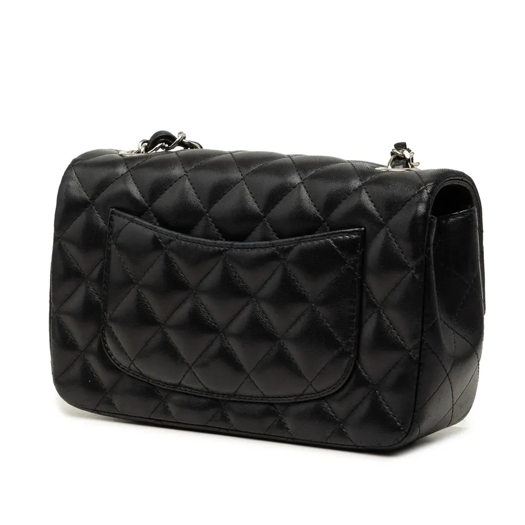 Chanel Mini Rectangular Classic Lambskin Valentines Heart Charms Single Flap Black Leather Very good - Back View