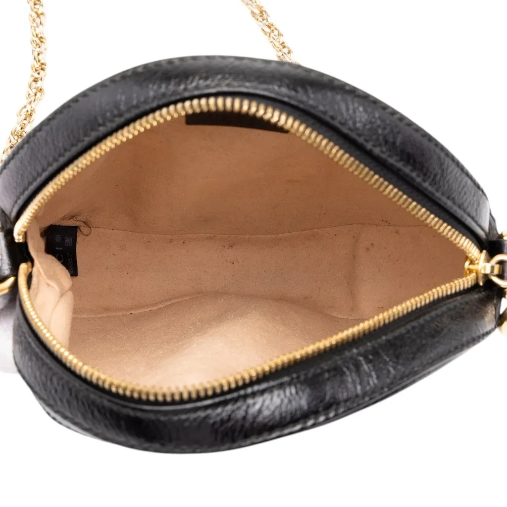 Gucci Mini Suede Web Ophidia Round Crossbody Black Suede Good - Model View
