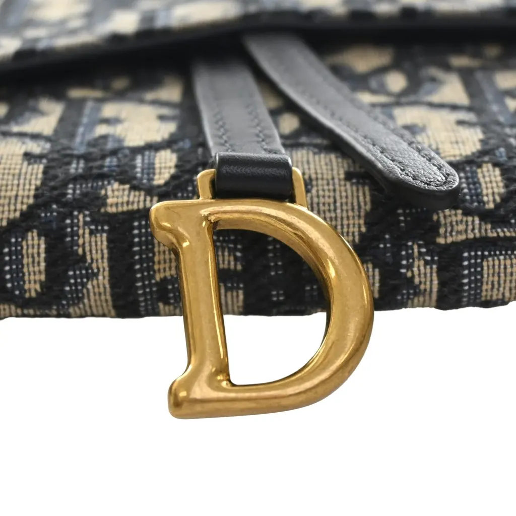 Dior Oblique Canvas Saddle Wallet On Chain Blue Very good - Box View