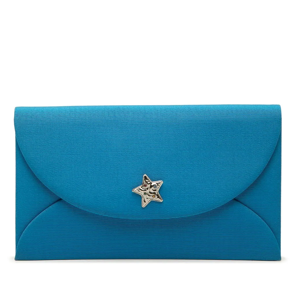 Saint Laurent Jersey Star Envelope Clutch Blue Very good - Front View