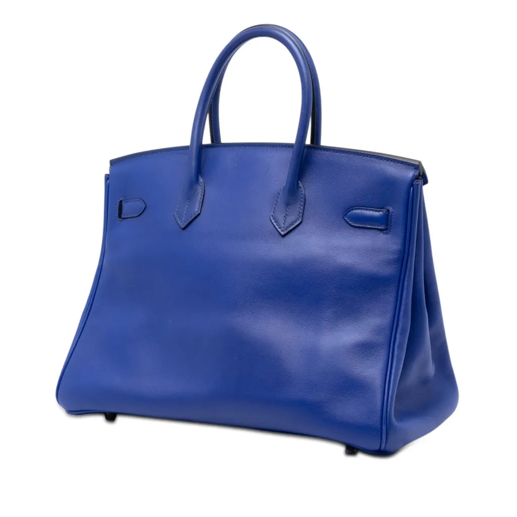 Hermès Swift Birkin Retourne 35 Blue Leather Very good - Back View