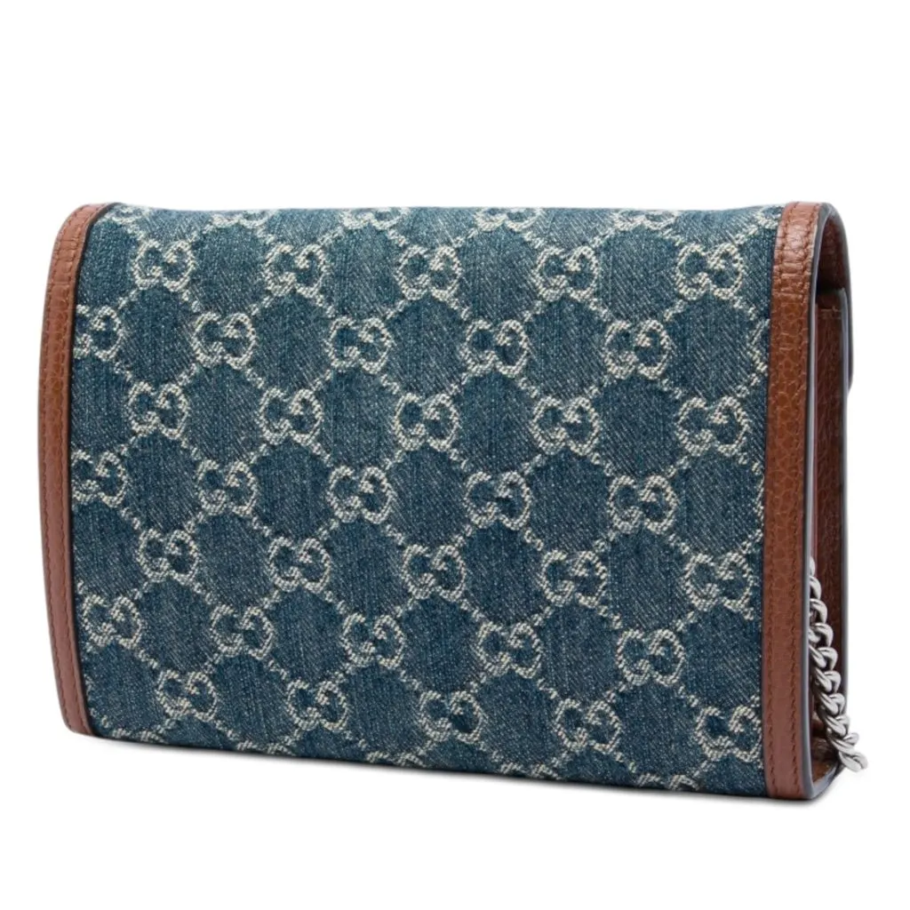 Gucci GG Denim Dionysus Wallet on Chain Blue Very good - Back View