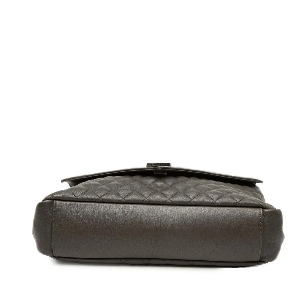 Saint Laurent Large Triquilt Sheepskin Monogram College Bag Brown Leather Very good - Inside View