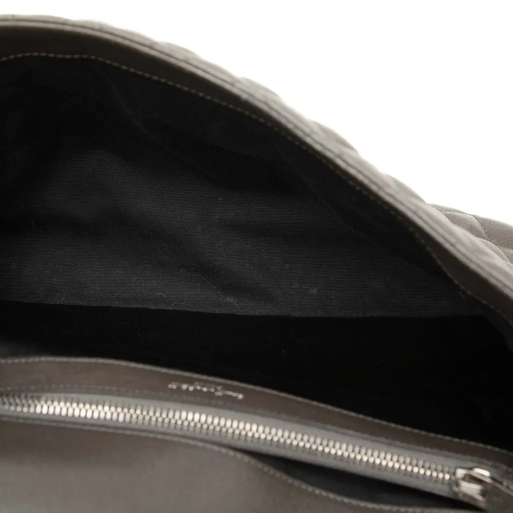 Saint Laurent Large Triquilt Sheepskin Monogram College Bag Brown Leather Very good - Model View
