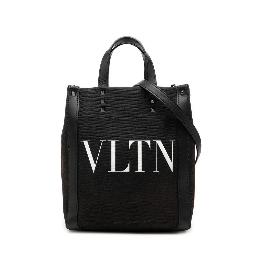 Valentino Mini Canvas Rockstud VLTN Tote Black Very good - Front View