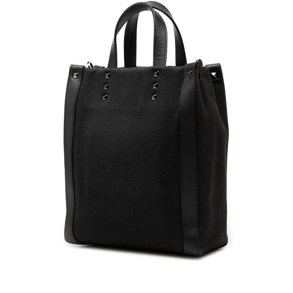 Valentino Mini Canvas Rockstud VLTN Tote Black Very good - Back View
